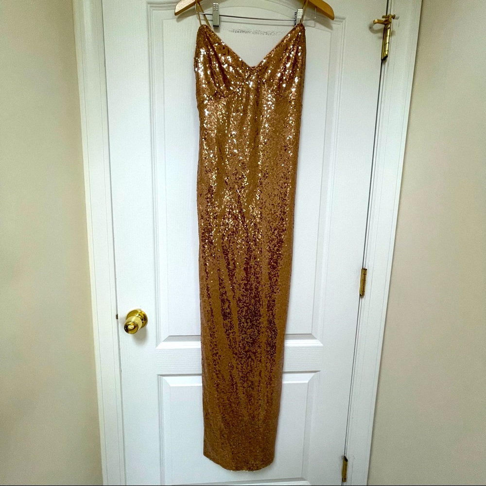 Dazzling Gold Sequin Maxi Party Gown